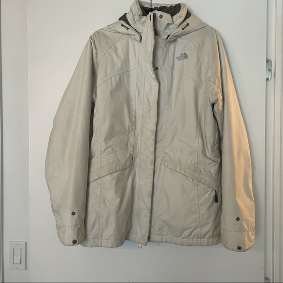 The North Face White Ski Jacket and Removable Brown Fleece Lining - Picture 1 of 10